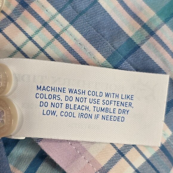 Mens Southern Tide Blue Pink Plaid Shirt Button Down Long Sleeve Cotton Blend XL - Picture 8 of 8